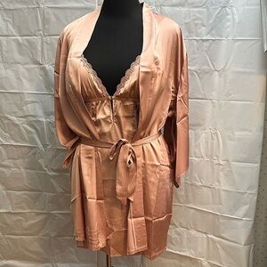 Elegant Peach Satin Women's Robe